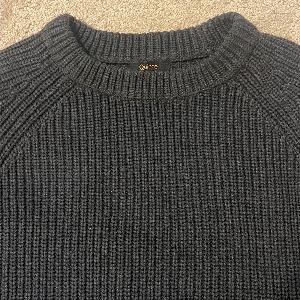 Quince Charcoal Gray Ribbed Crewneck Sweater 100% organic cotton size Medium